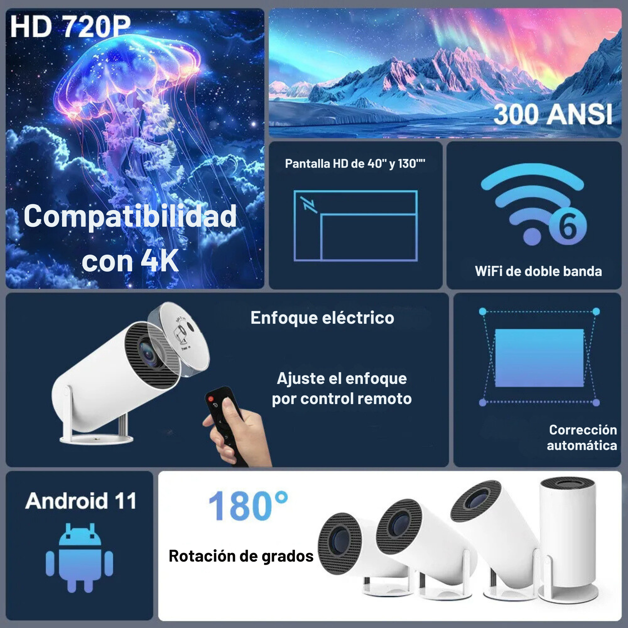 Mini Portable Projector 4k Android 11.0